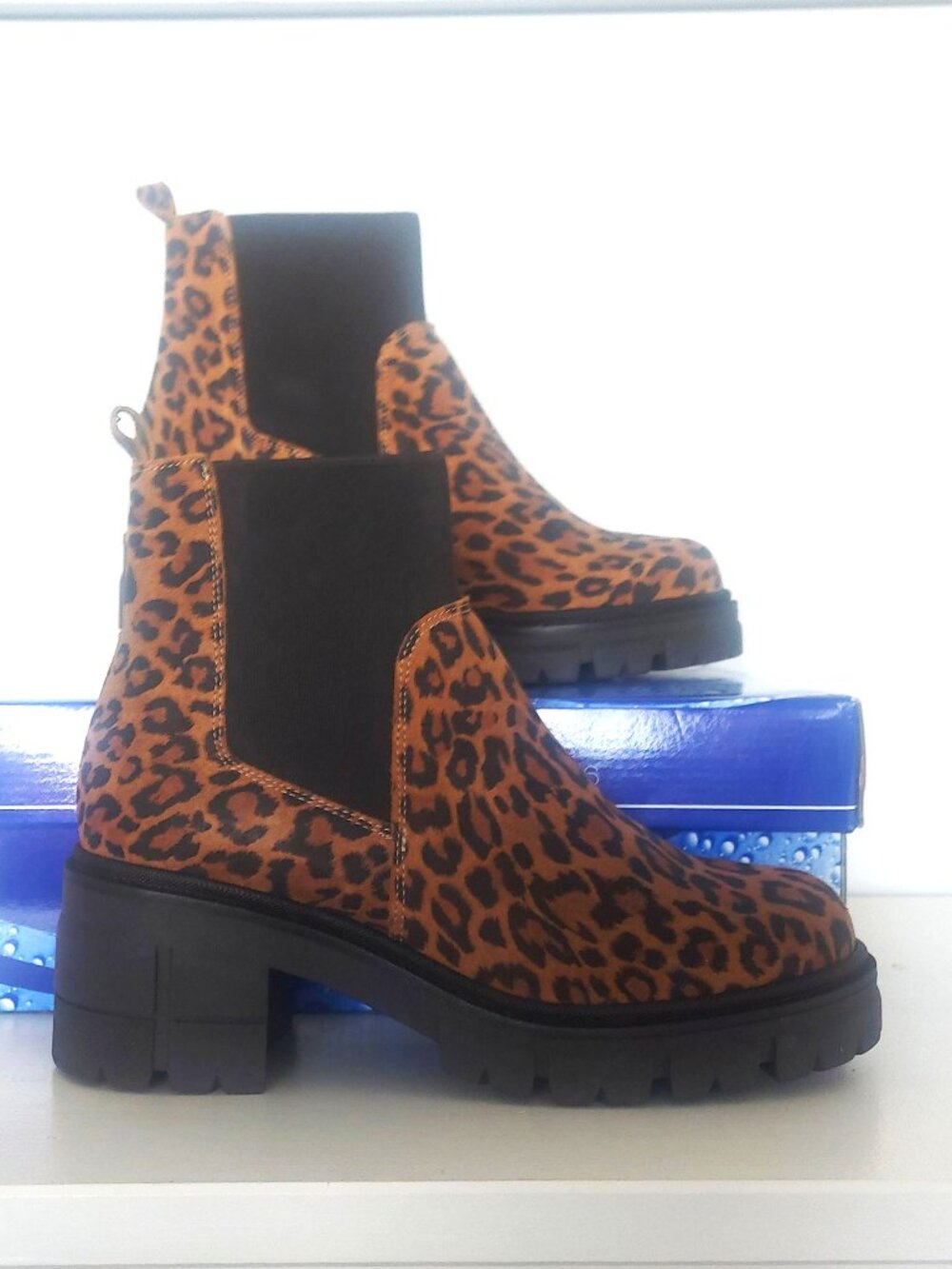Bos & Co Bianc Waterproof Leather Animal Print Bootie - Size 38 (US 7.5/8) NWT
